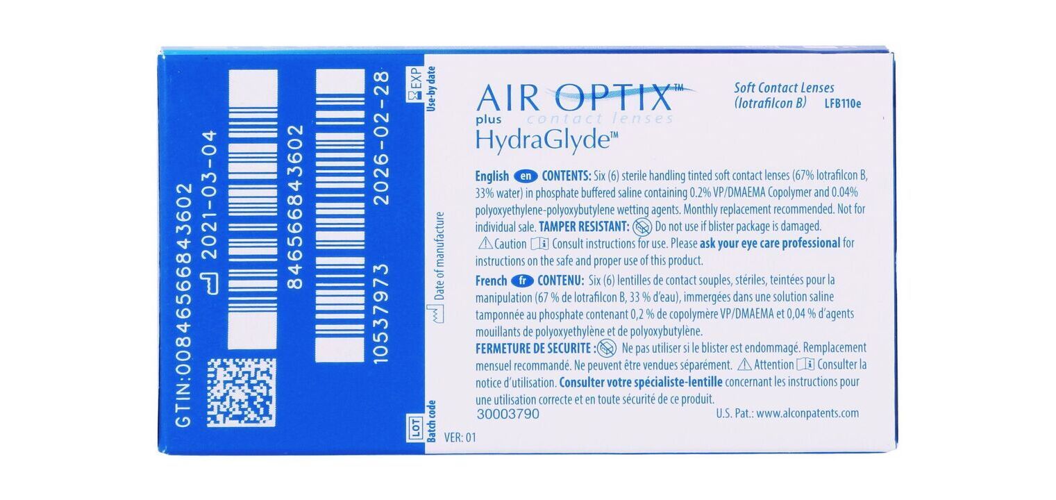 Lentilles de contact Air Optix Air Optix Plus HydraGlyde