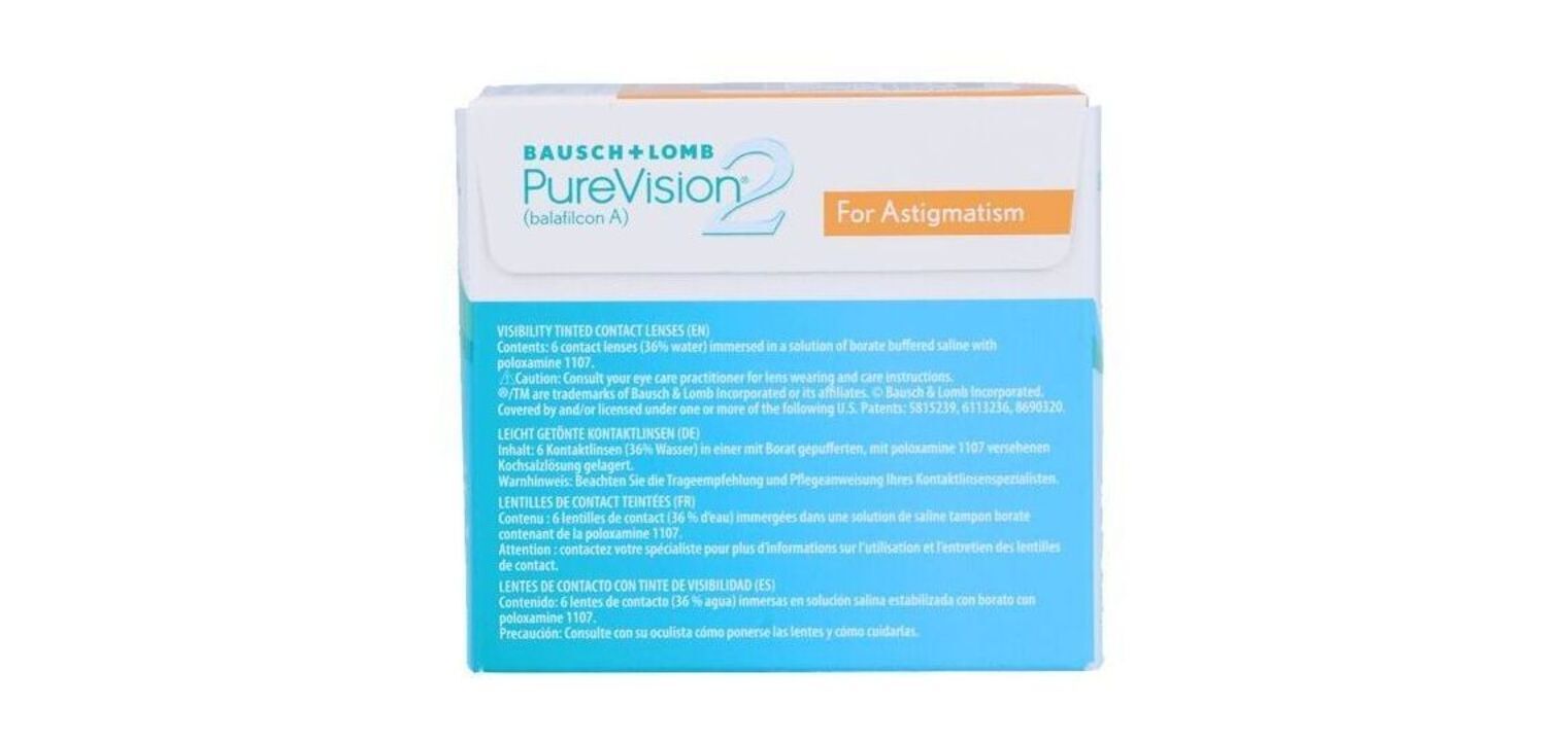 PureVision2 For Astigmatism - Boîte de 6 - Lentilles Mensuelle
