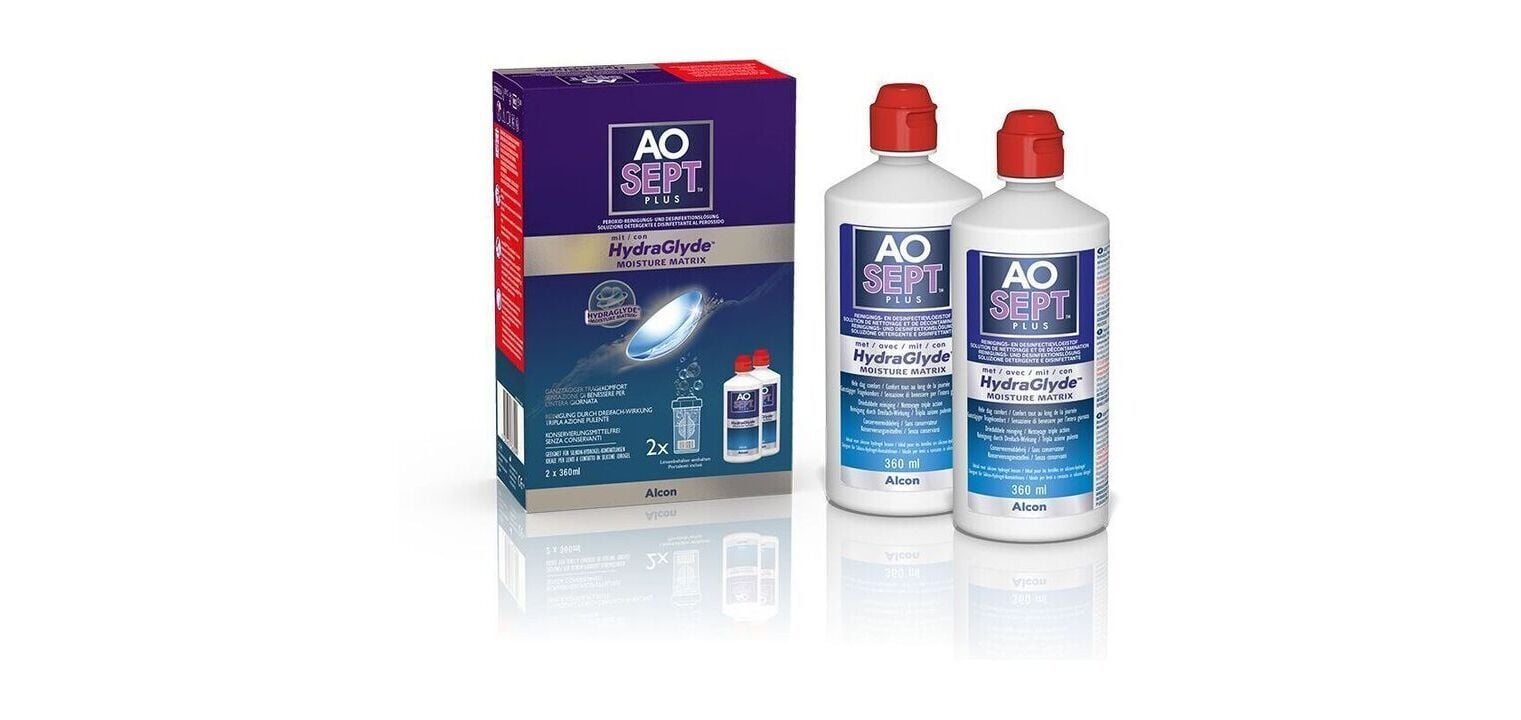 Aosept Plus Hydraglyde 2x360 ml Entretien lentilles souples