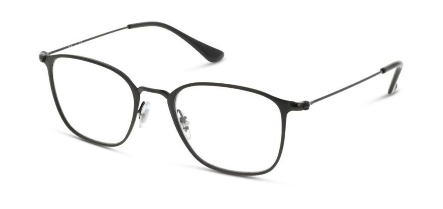 Lunettes de vue Ray Ban Rectangle 0RX6466 Noir mat pour Homme Femme McOptic