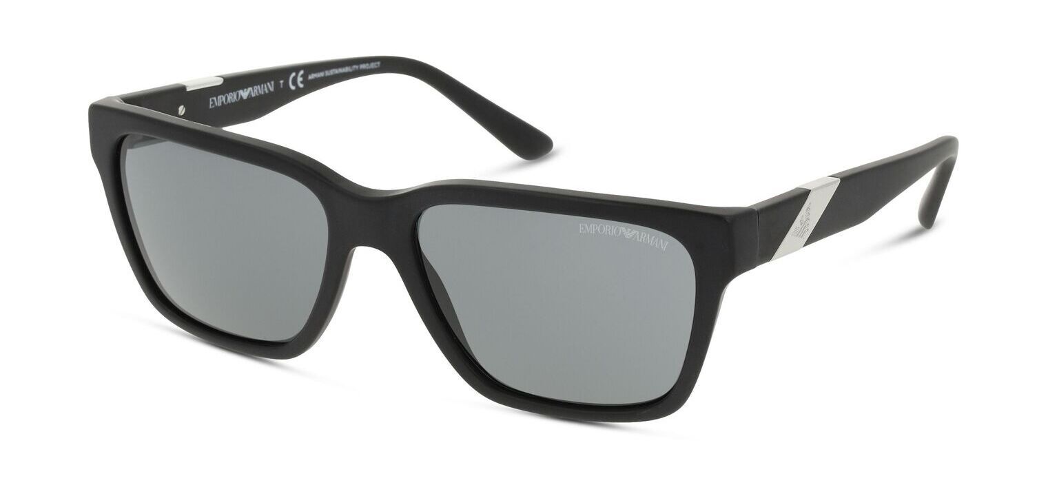 Occhiali da sole Uomo Emporio Armani 0EA4177 Rettangolari Nero opaco